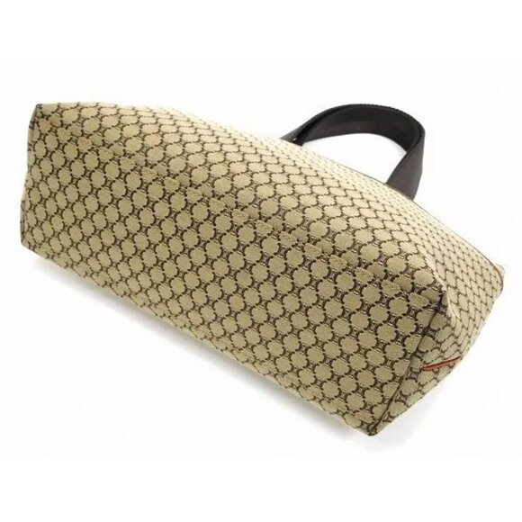 CELINE Tote Bag Macadam Beige ?~ Canvas ?~ Leather Authentic USED - Picture 6 of 10